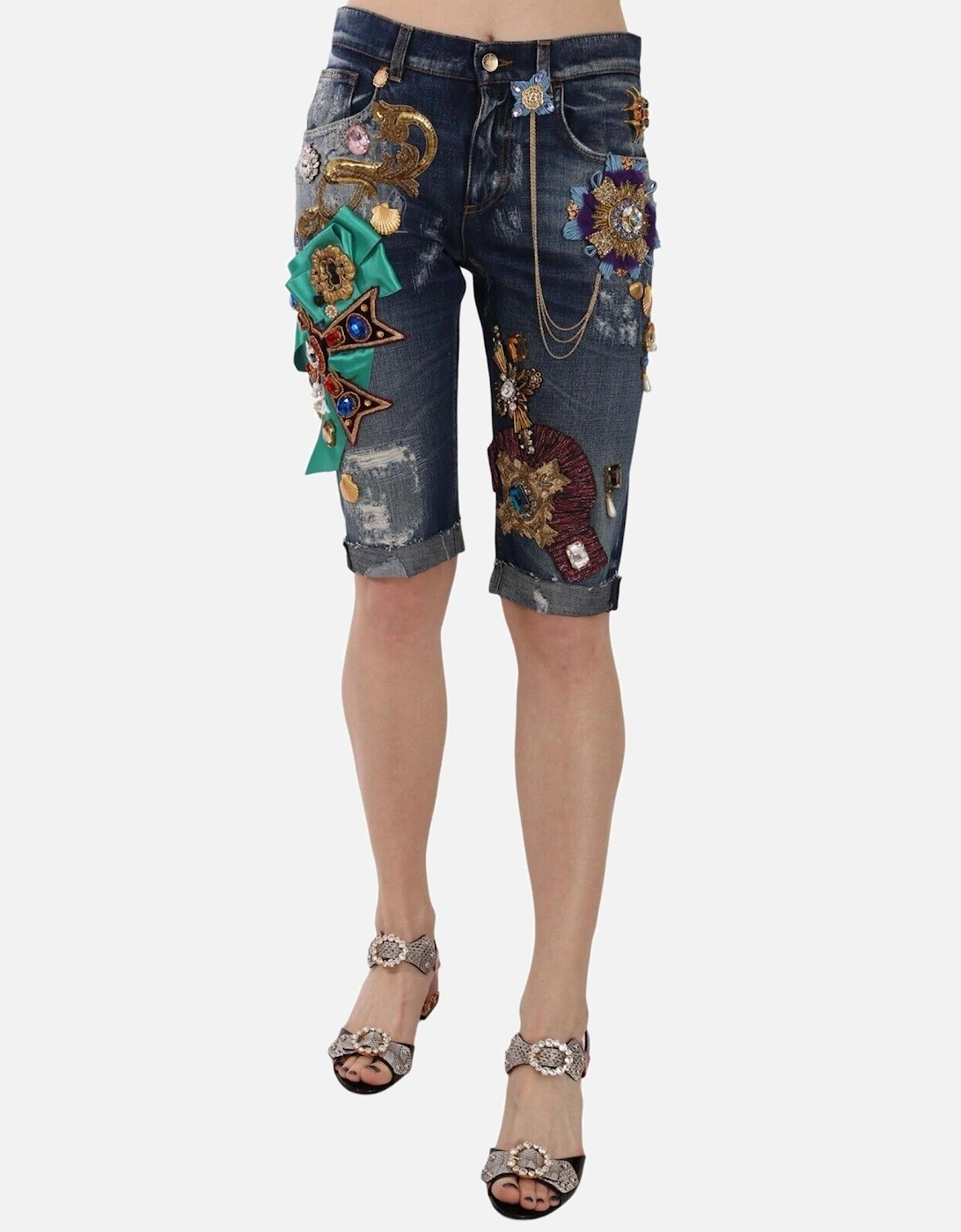 Dolce Gabbana Embellished Denim Shorts PAN70037 Women - Blue, 5 of 4