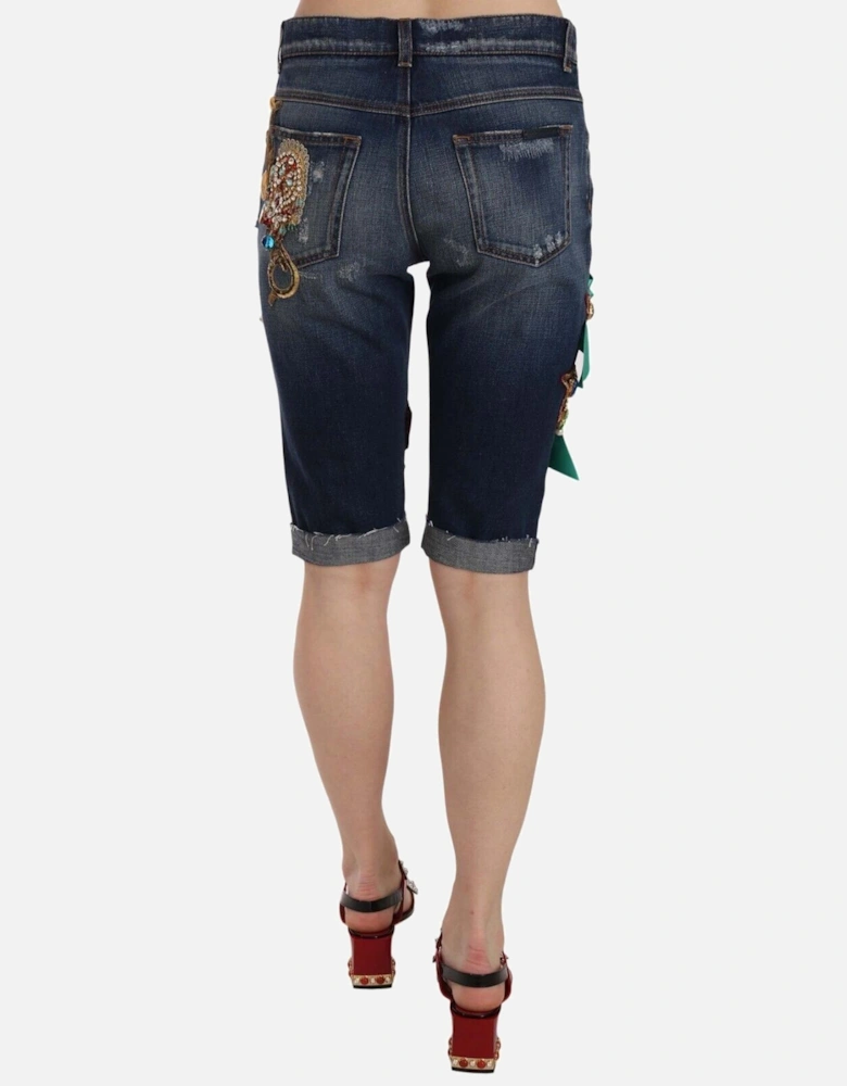 Dolce Gabbana Embellished Denim Shorts PAN70037 Women - Blue