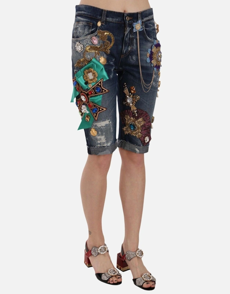 Dolce Gabbana Embellished Denim Shorts PAN70037 Women - Blue