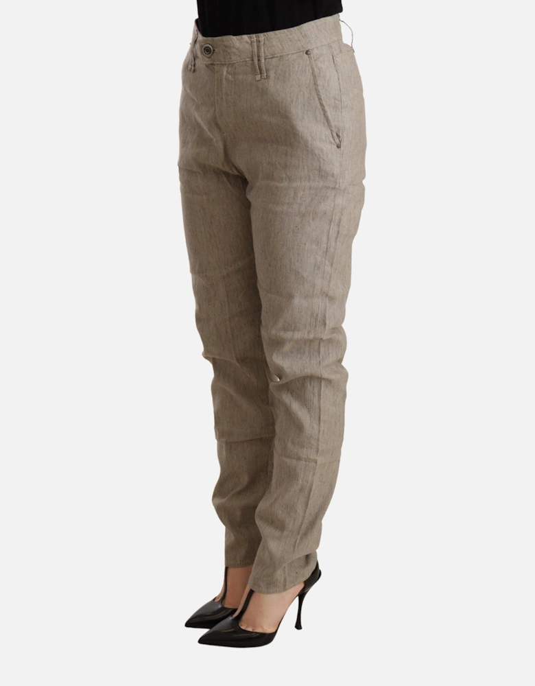 Linen Cotton Pants Relaxed Fit Women - Beige Jeans