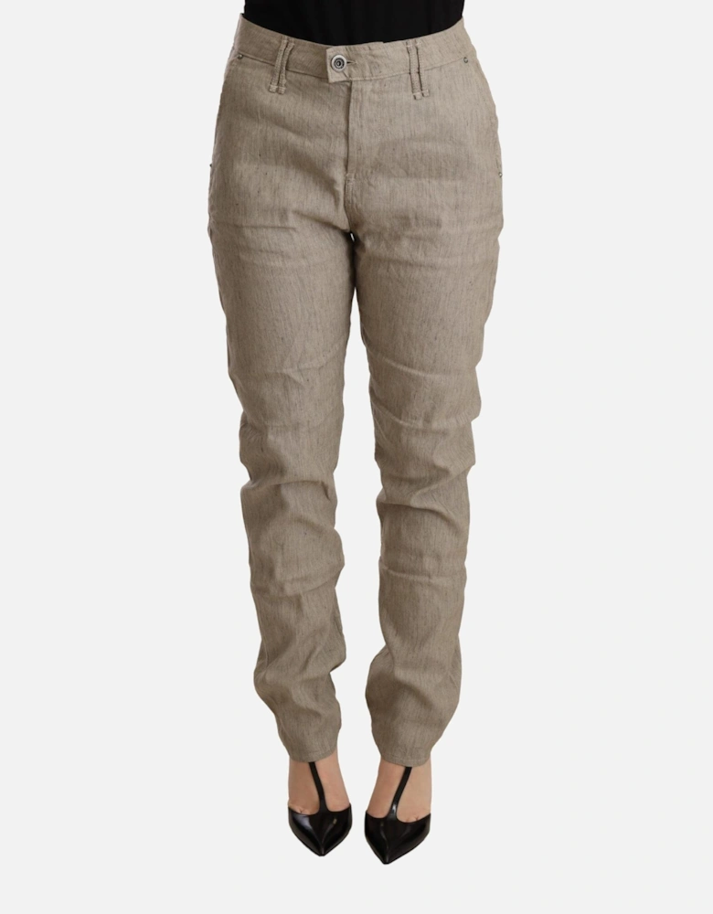 Linen Cotton Pants Relaxed Fit Women - Beige Jeans