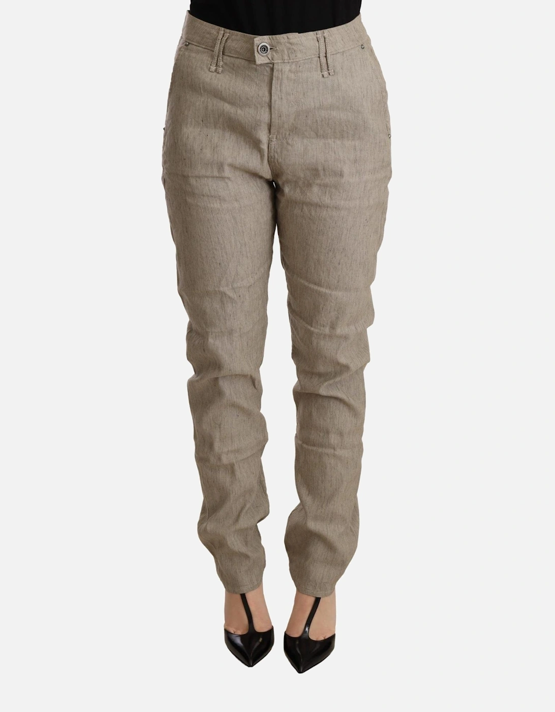 Linen Cotton Pants Relaxed Fit Women - Beige Jeans, 4 of 3