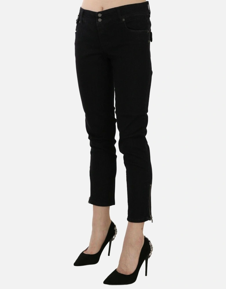 Galliano Cropped Jeans Zip Detail Women - Black Jeans