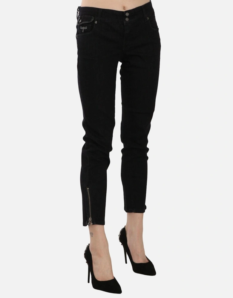 Galliano Cropped Jeans Zip Detail Women - Black Jeans