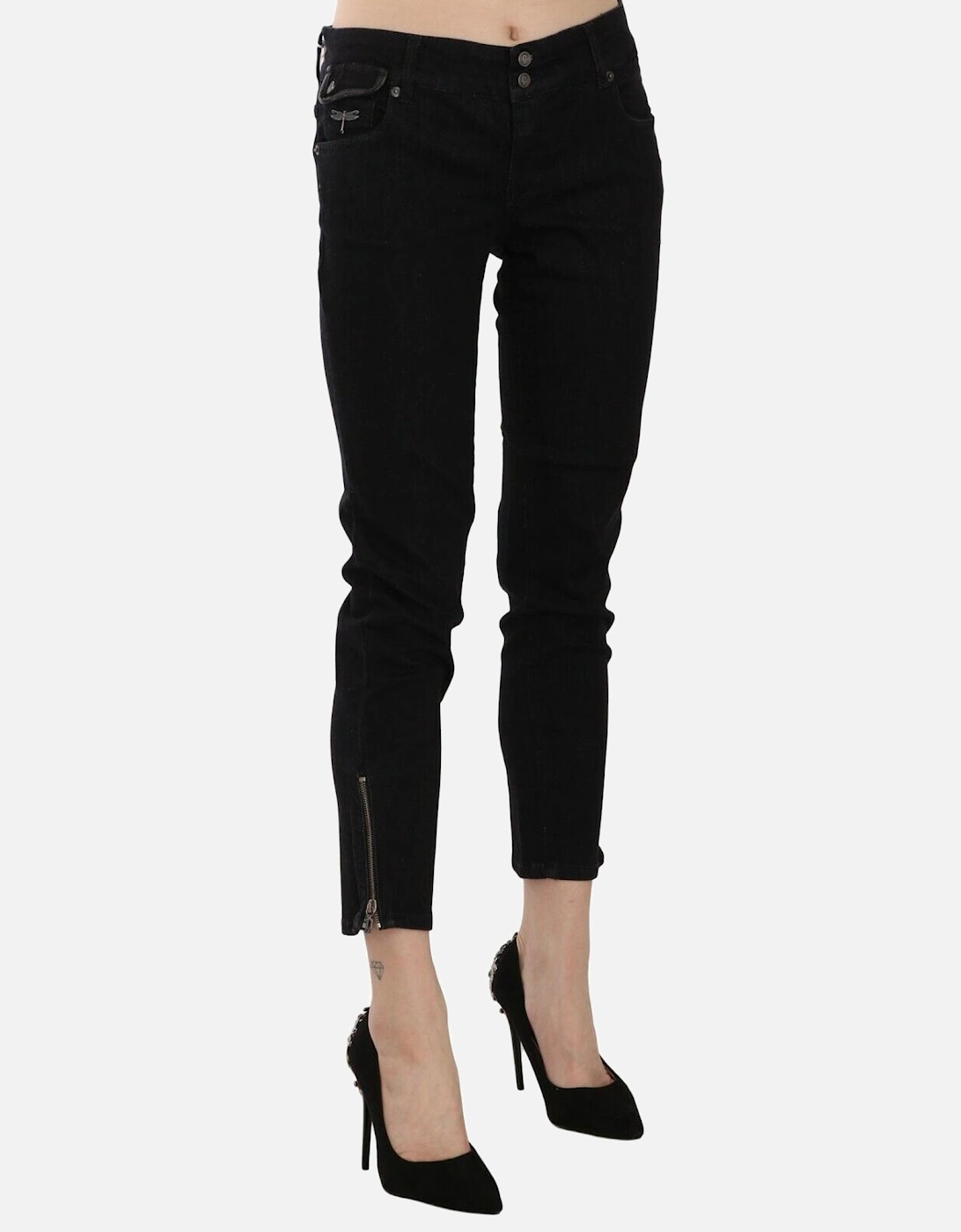 Galliano Cropped Jeans Zip Detail Women - Black Jeans