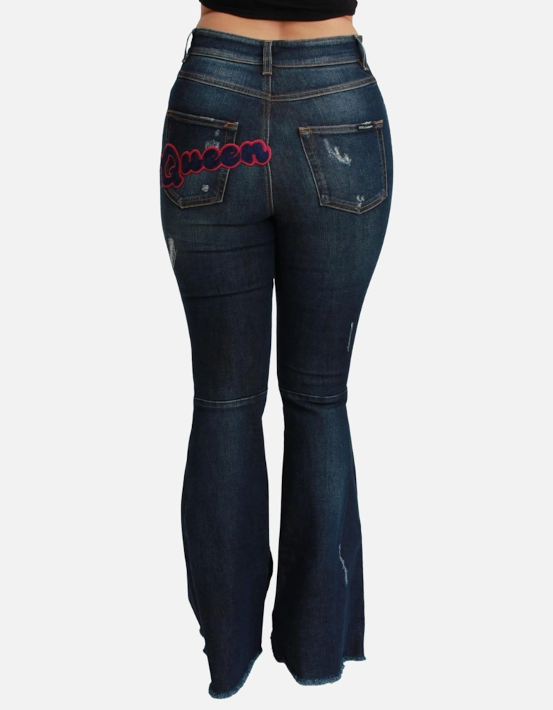 Distressed Bell Bottom Jeans Women - Blue Jeans