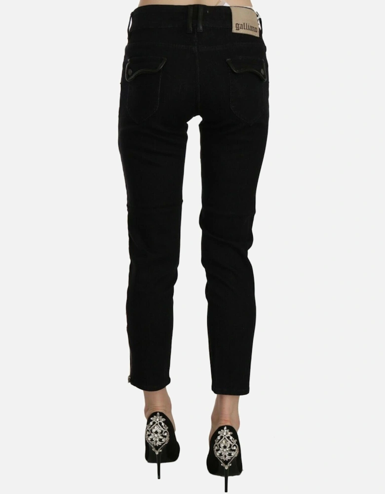 Galliano Cropped Jeans Zip Detail Women - Black Jeans