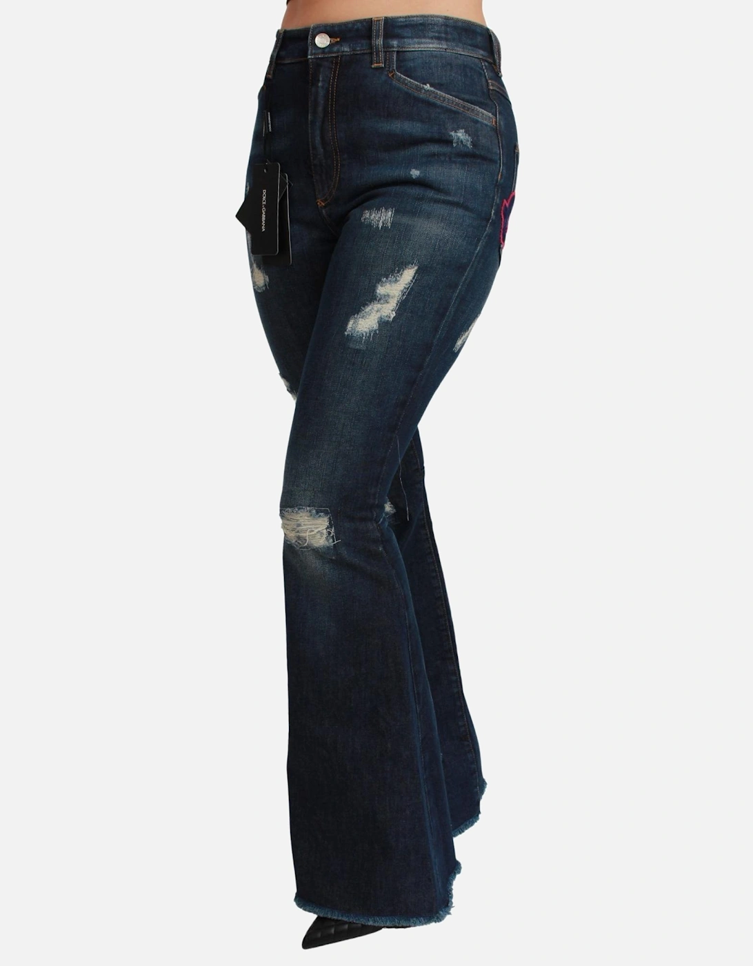 Distressed Bell Bottom Jeans Women - Blue Jeans
