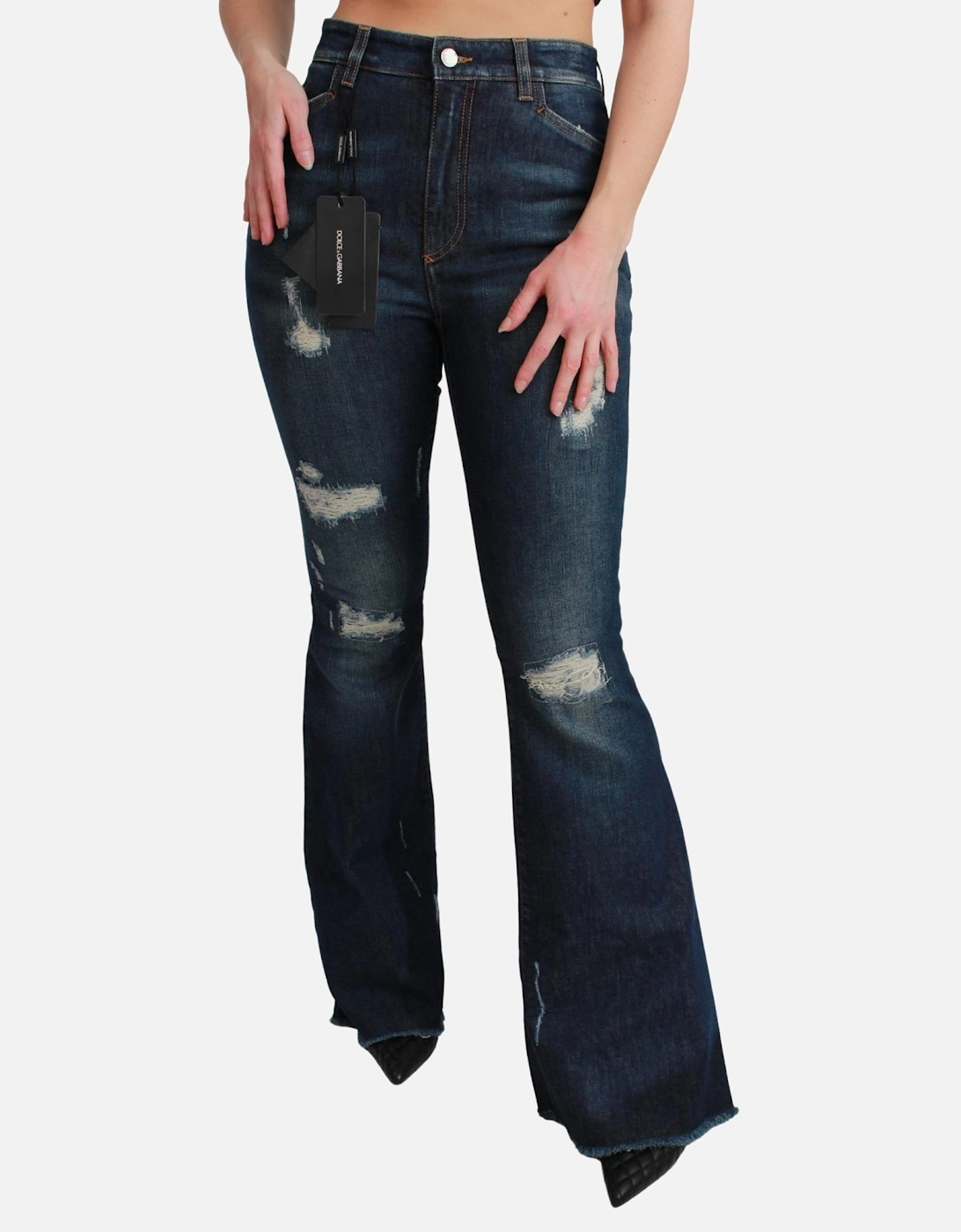 Distressed Bell Bottom Jeans Women - Blue Jeans, 5 of 4