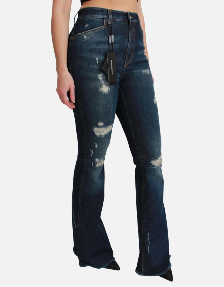 Distressed Bell Bottom Jeans Women - Blue Jeans