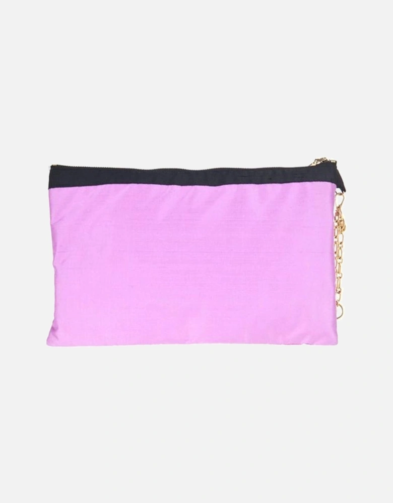 Black Leather Clutch Bag. Women - Purple Handbags