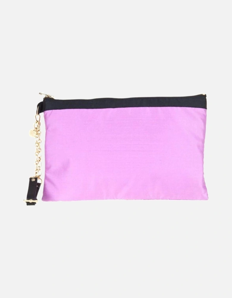 Black Leather Clutch Bag. Women - Purple Handbags