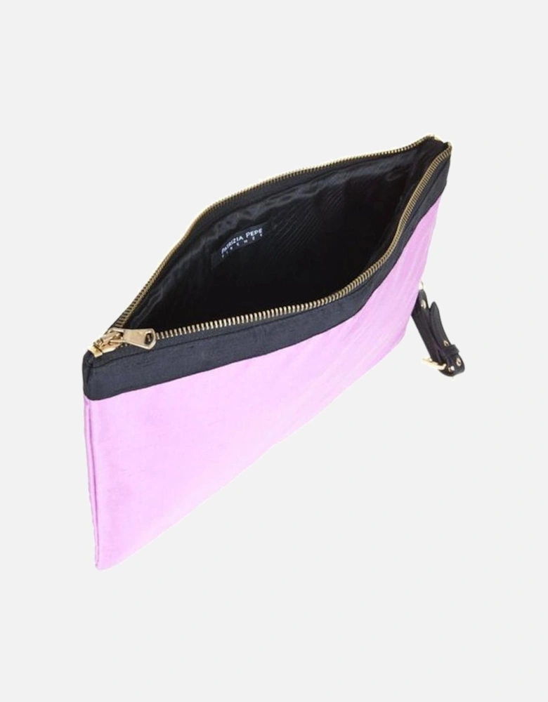 Black Leather Clutch Bag. Women - Purple Handbags