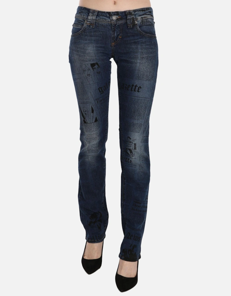 Newspaper Print Jeans PAN70560 Women - Blue Jeans