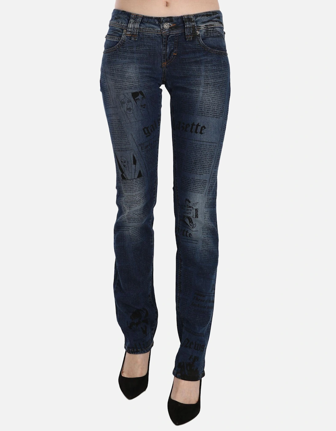 Newspaper Print Jeans PAN70560 Women - Blue Jeans, 5 of 4