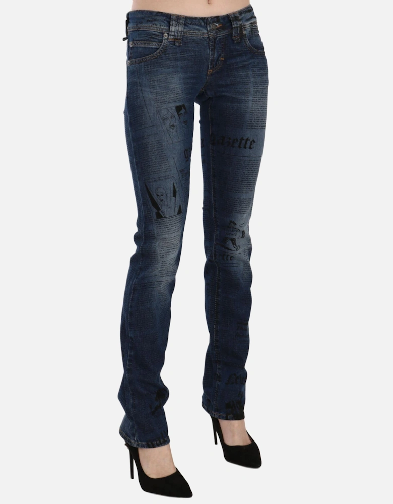 Newspaper Print Jeans PAN70560 Women - Blue Jeans