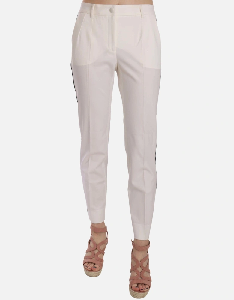 Dolce Gabbana Pants White Side Stripe Trousers Women Jeans