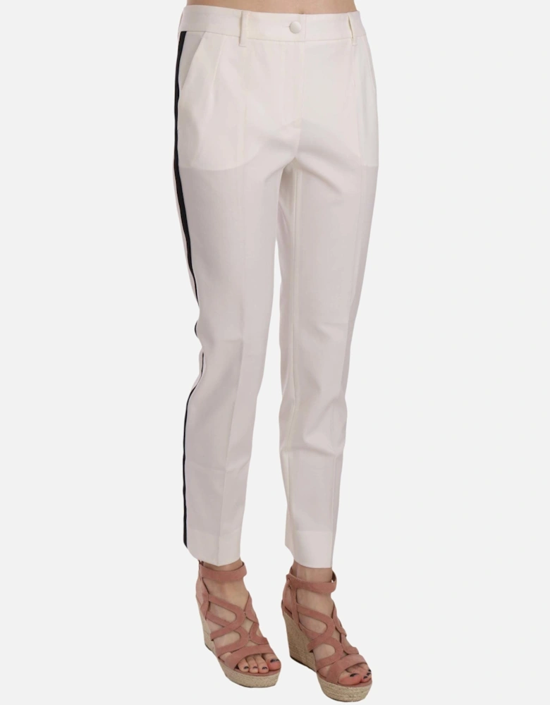 Dolce Gabbana Pants White Side Stripe Trousers Women Jeans
