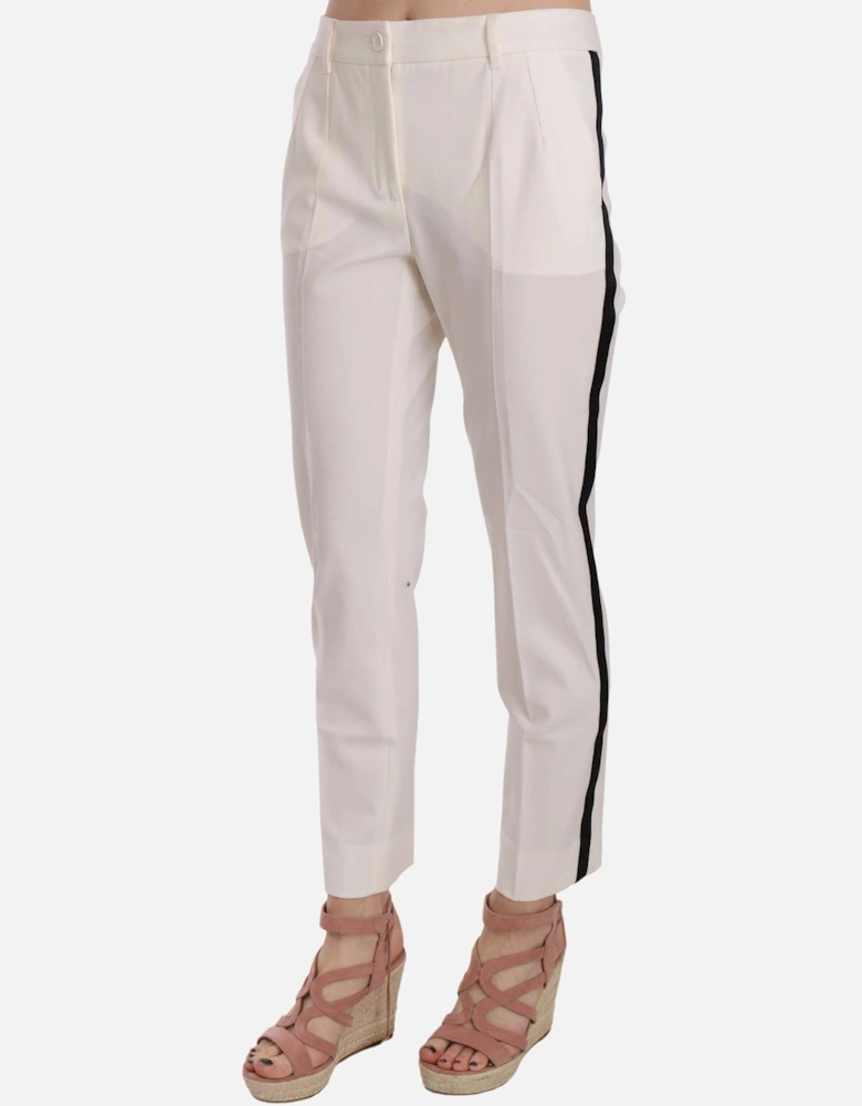 Dolce Gabbana Pants White Side Stripe Trousers Women Jeans