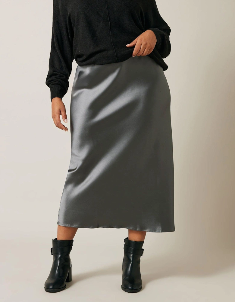 Satin Skirt - Silver