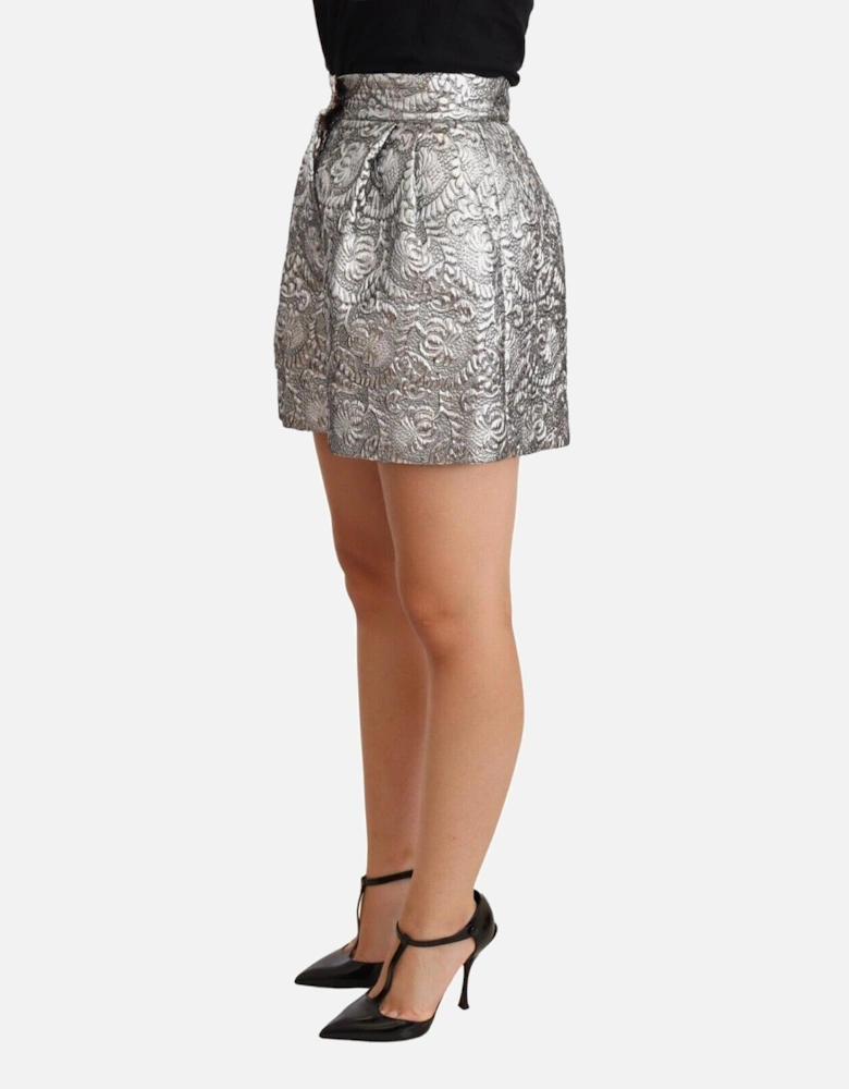 Dolce Gabbana Shorts Silver Brocade Women