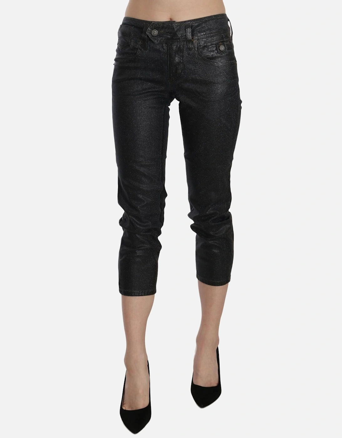 Metallic Cropped Jeans PAN70468 Women - Black Jeans, 5 of 4