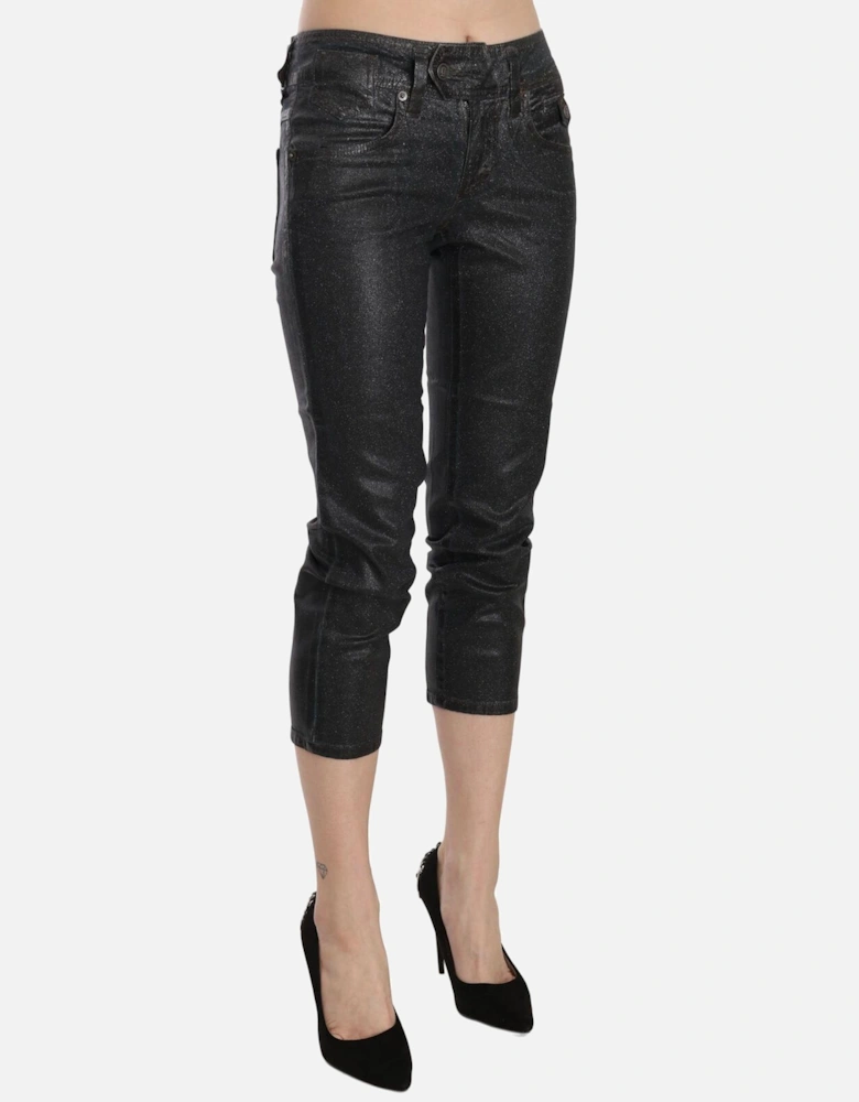 Metallic Cropped Jeans PAN70468 Women - Black Jeans
