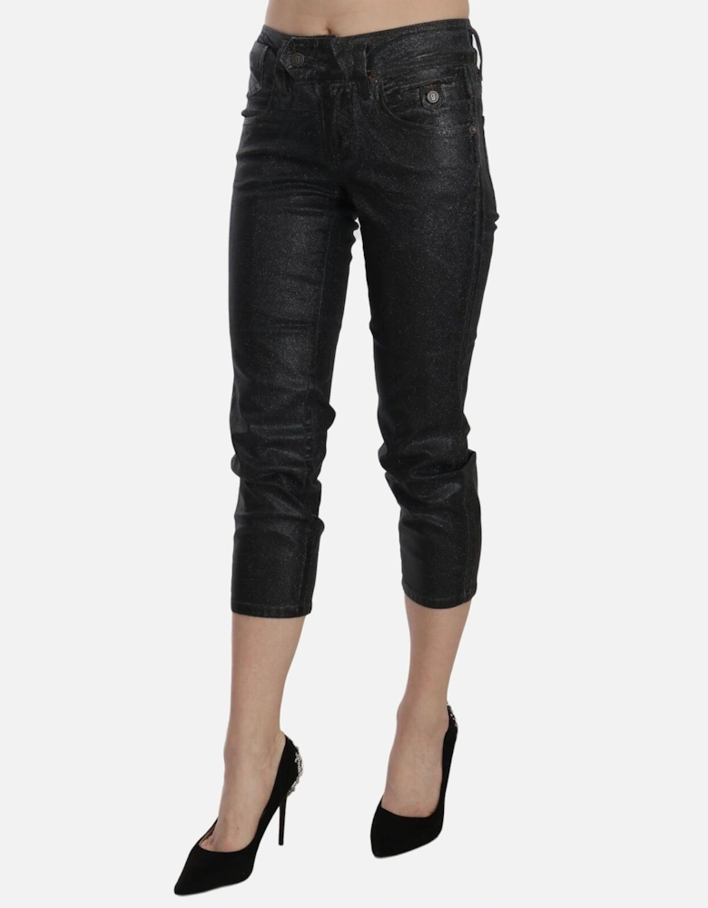 Metallic Cropped Jeans PAN70468 Women - Black Jeans