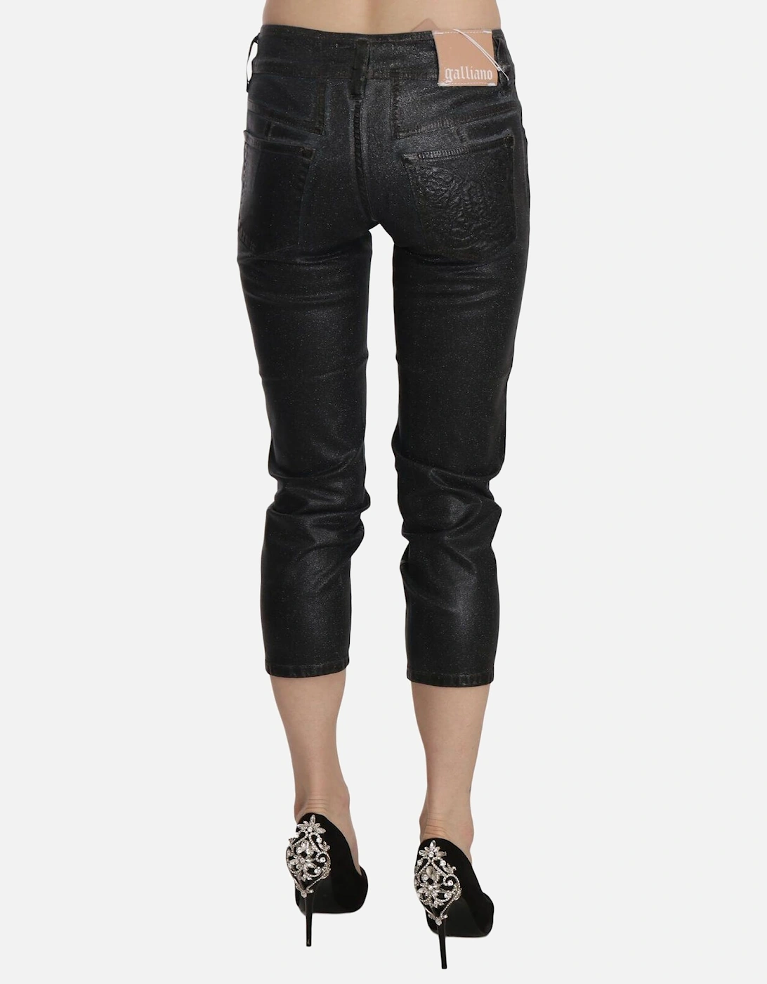 Metallic Cropped Jeans PAN70468 Women - Black Jeans
