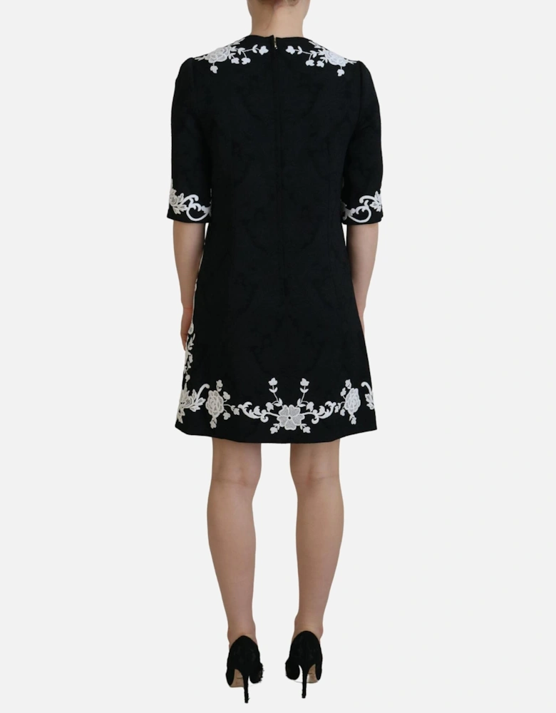 Floral Embroidered ALine Mini Dress Women - Black Dresses