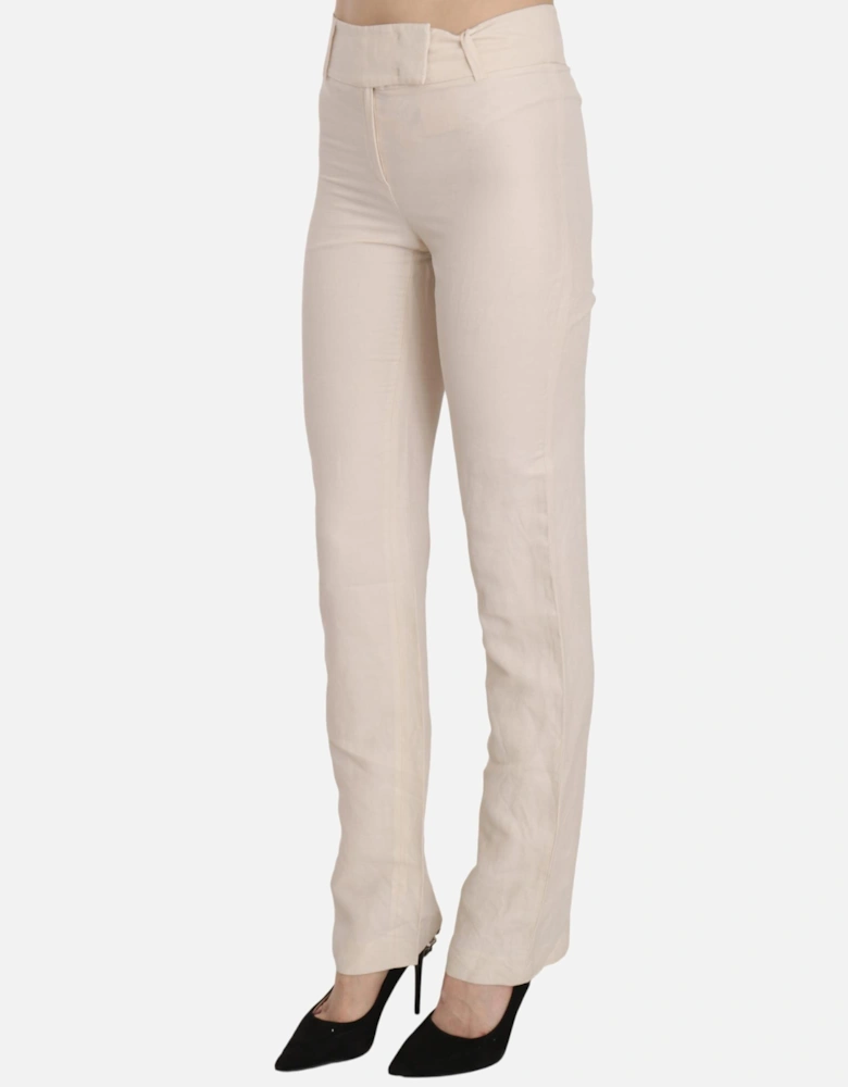 High Waist Flared Dress Trouser Pants Women - White Jeans