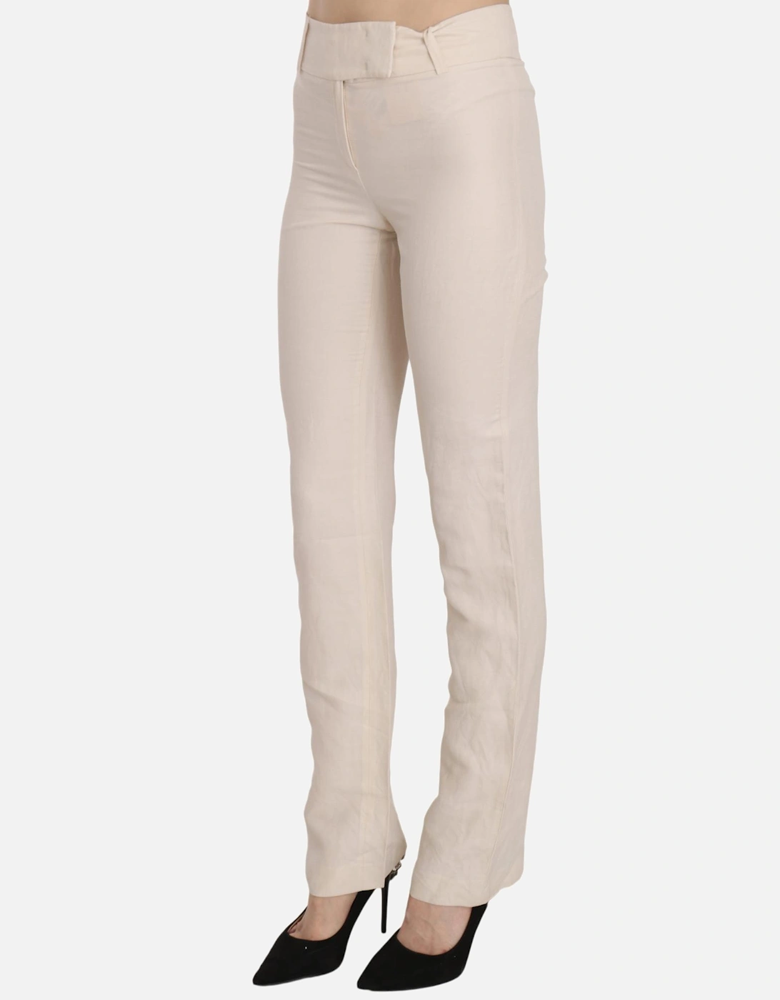 High Waist Flared Dress Trouser Pants Women - White Jeans