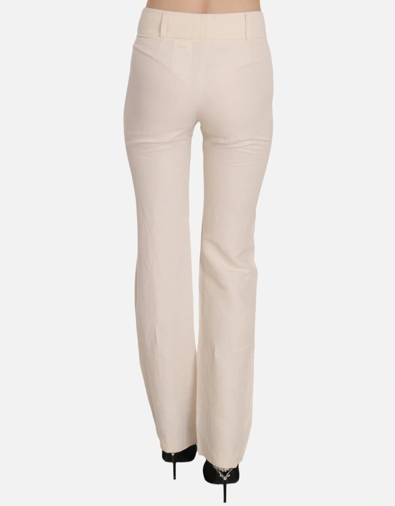 High Waist Flared Dress Trouser Pants Women - White Jeans