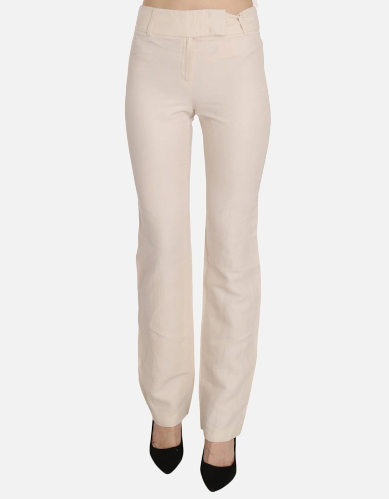 High Waist Flared Dress Trouser Pants Women - White Jeans