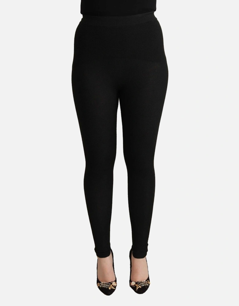 Dolce Gabbana Ribbed Knit Leggings Women - Black Jeans