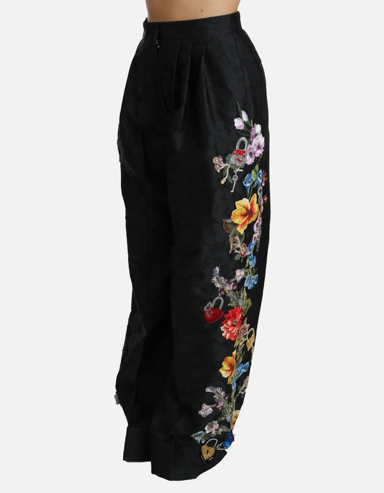Floral Embroidered Trousers PAN70875 Women - Black Jeans