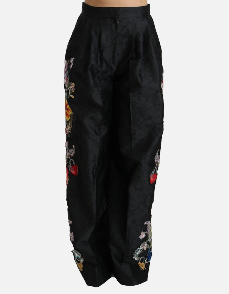 Floral Embroidered Trousers PAN70875 Women - Black Jeans