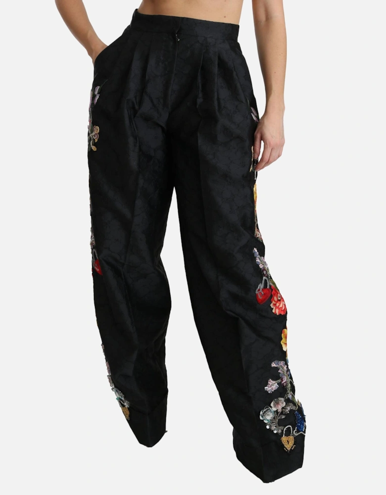 Floral Embroidered Trousers PAN70875 Women - Black Jeans