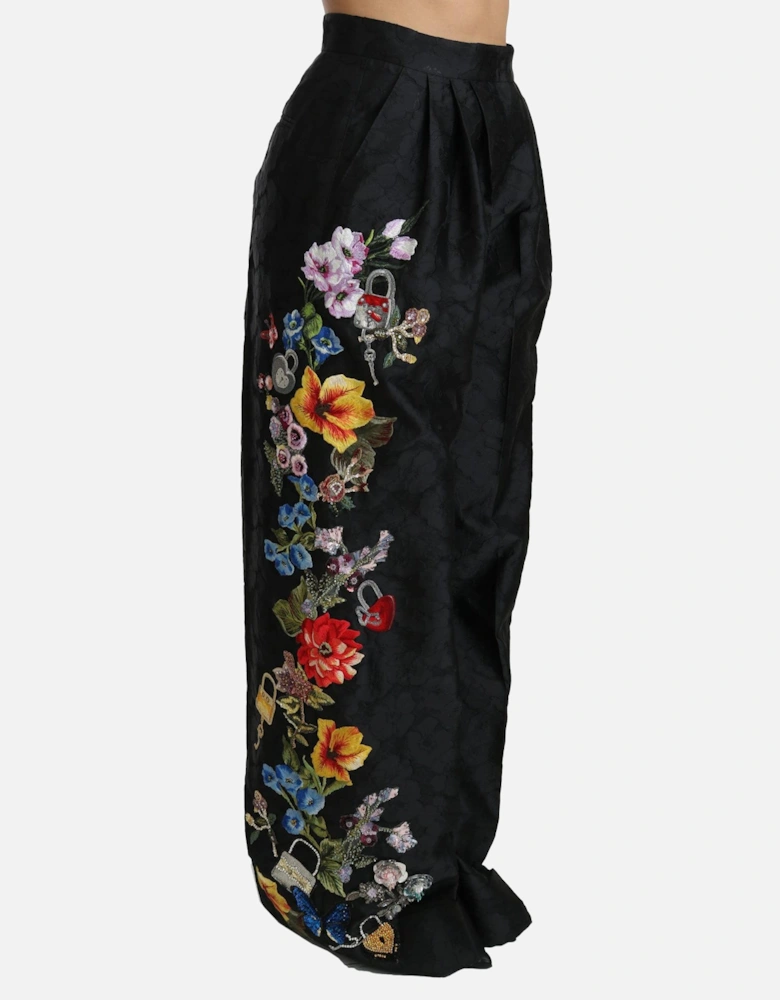 Floral Embroidered Trousers PAN70875 Women - Black Jeans