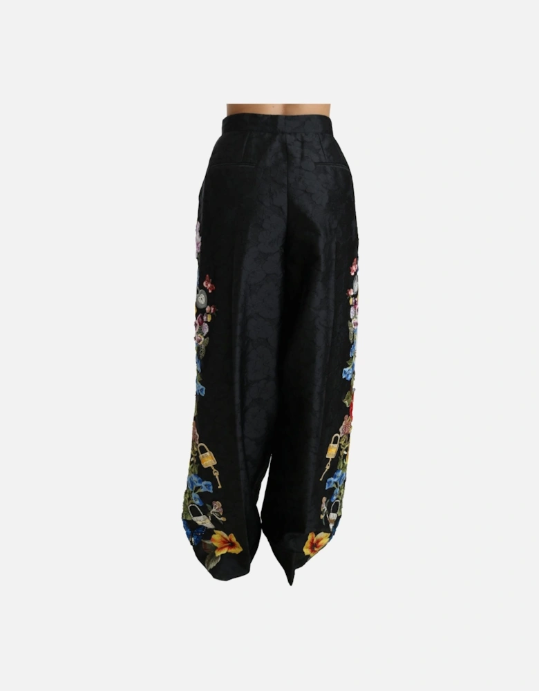 Floral Embroidered Trousers PAN70875 Women - Black Jeans