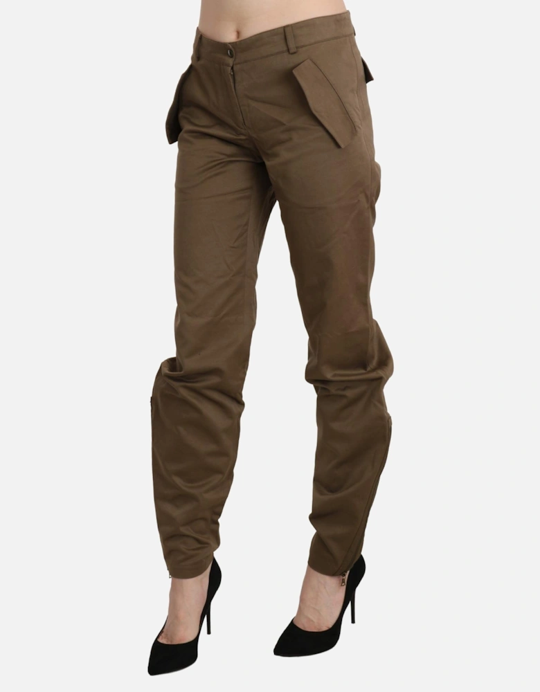 Relaxed Fit Pants Olive Green Women - Brown Jeans