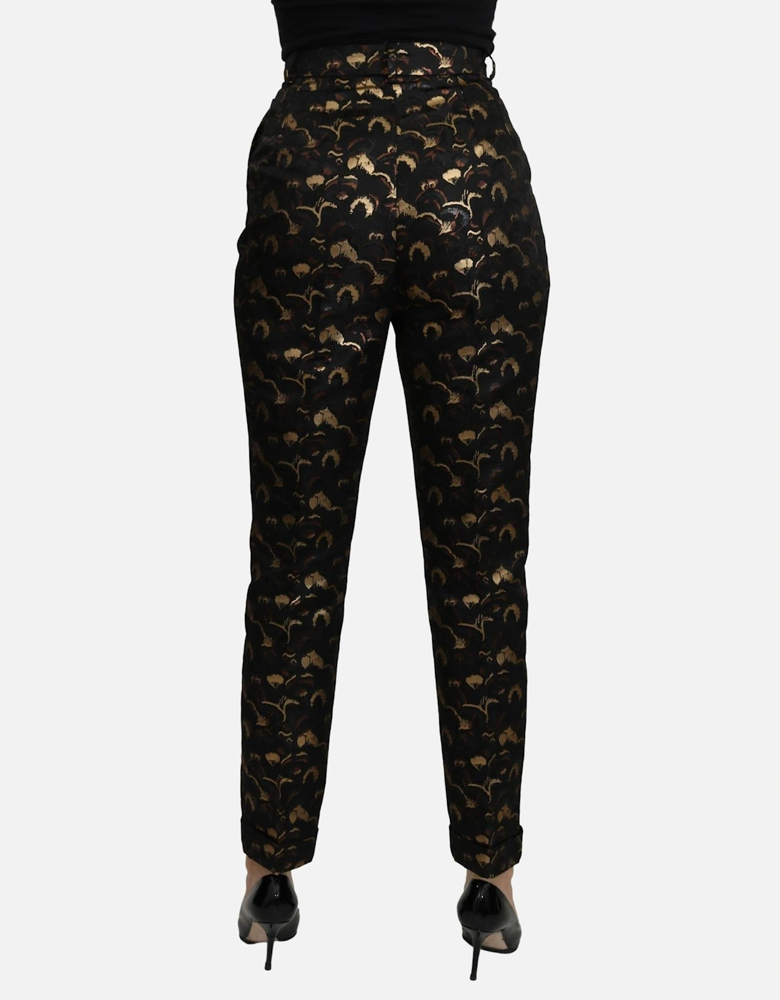 Dolce Gabbana Floral Brocade Trousers SlimFit Women - Black Jeans