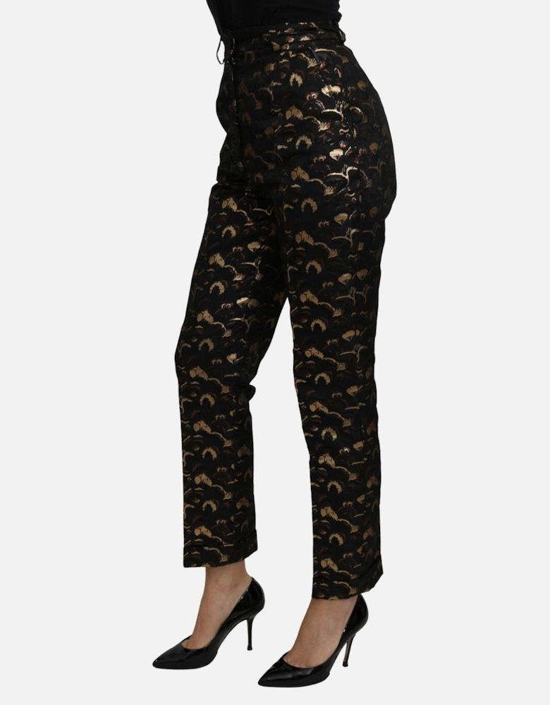 Dolce Gabbana Floral Brocade Trousers SlimFit Women - Black Jeans