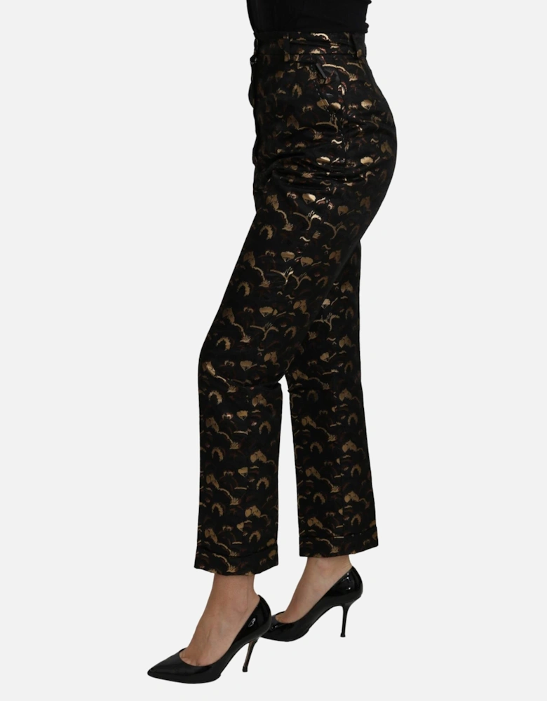 Dolce Gabbana Floral Brocade Trousers SlimFit Women - Black Jeans