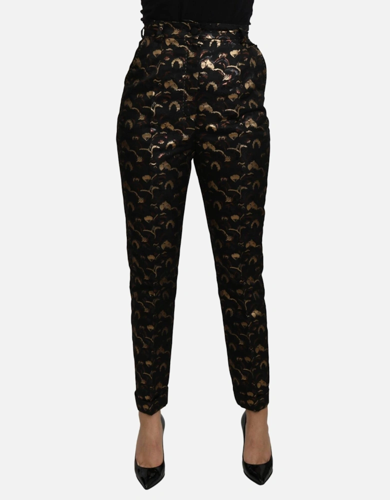 Dolce Gabbana Floral Brocade Trousers SlimFit Women - Black Jeans