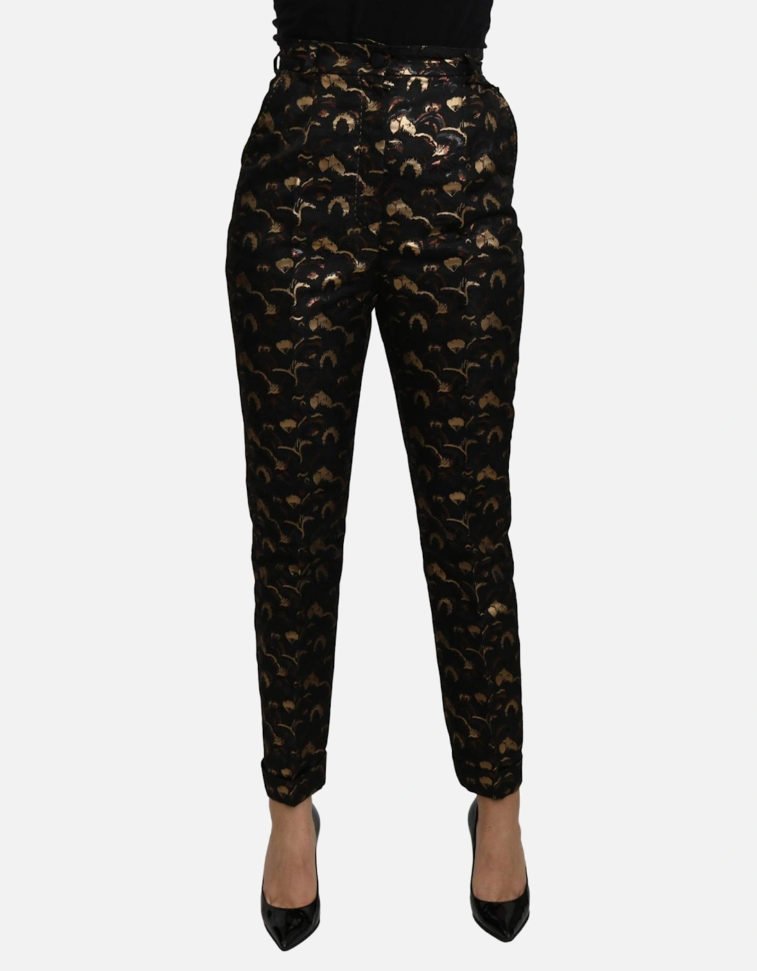 Dolce Gabbana Floral Brocade Trousers SlimFit Women - Black Jeans, 5 of 4