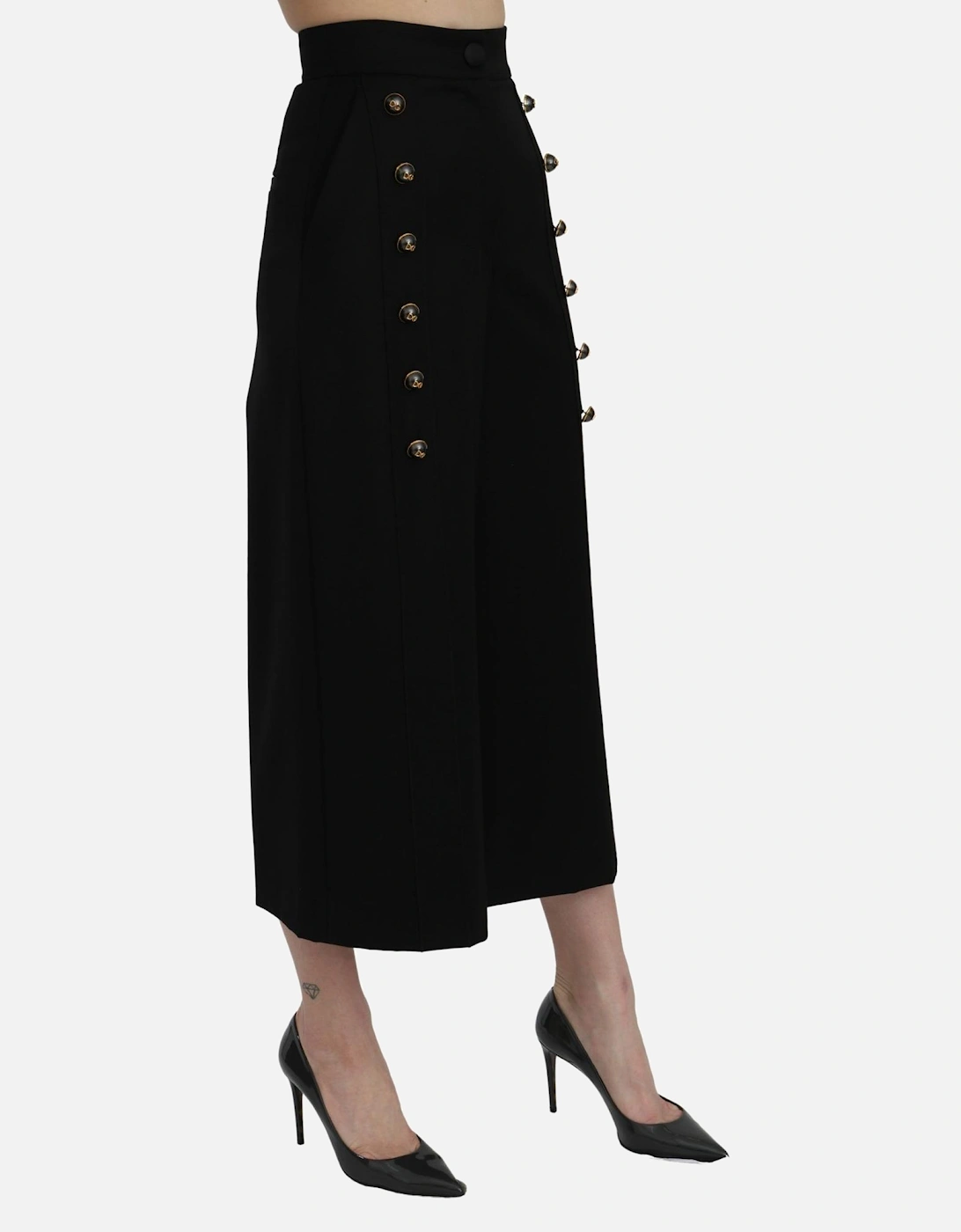 High Waist Wide Leg Cropped Pants Women - Black Jeans
