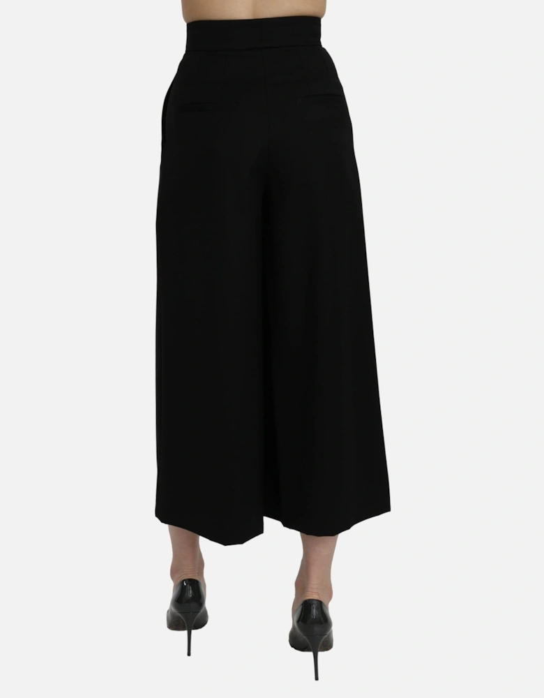 High Waist Wide Leg Cropped Pants Women - Black Jeans