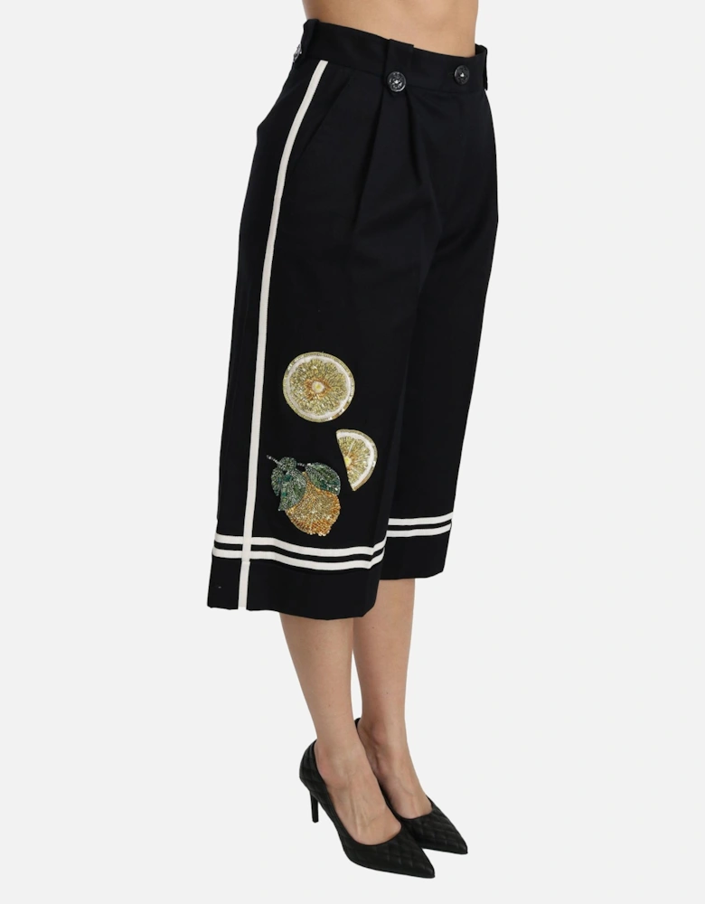 Dolce Gabbana Lemon Print Culottes Women - Black Jeans