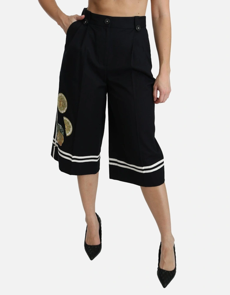 Dolce Gabbana Lemon Print Culottes Women - Black Jeans